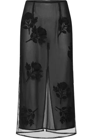 BLUMARINE Flower Embroidered Midi Skirt