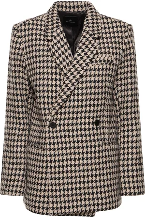 ANINE BING Kaia Wool Blend Houndstooth Blazer