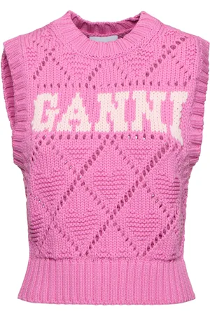 Ganni Cotton Blend Crop Knit Vest