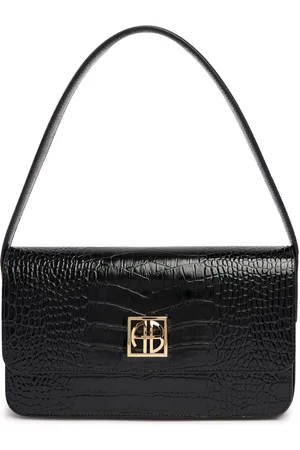 ANINE BING Elly Croc Embossed Leather Shoulder Bag