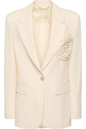 BLUMARINE Washed Gabardine Jacket W/ Rose Pin