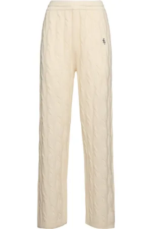 Sporty & Rich Cable Knit Cashmere Blend Wide Leg Pants