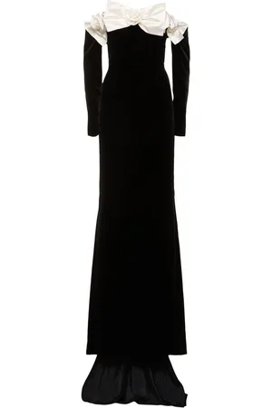 Alessandra Rich Off-shoulder Velvet Maxi Dress