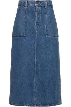 Khaite Genevieve Denim Midi Skirt