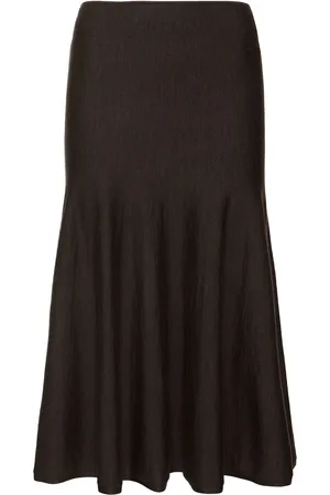 Khaite Mayu Fine Wool Blend Knit Midi Skirt