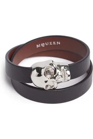 Alexander McQueen Skull Brass & Leather Bracelet