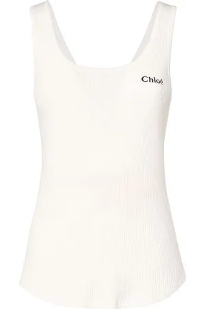 Chloé Logo Ribbed Cotton Jersey Tank Top