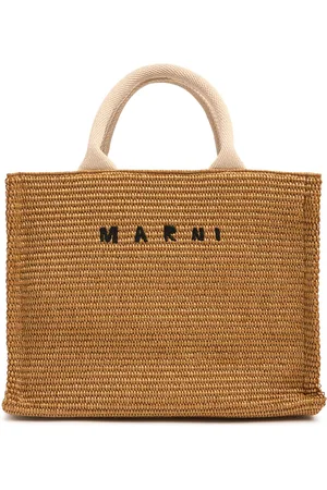 Marni Small Logo Raffia Effect Tote Bag