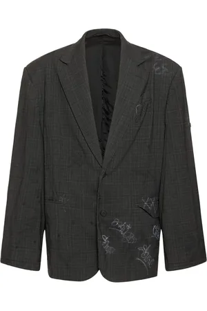 Balenciaga Heather Prince Of Wales Wool Jacket