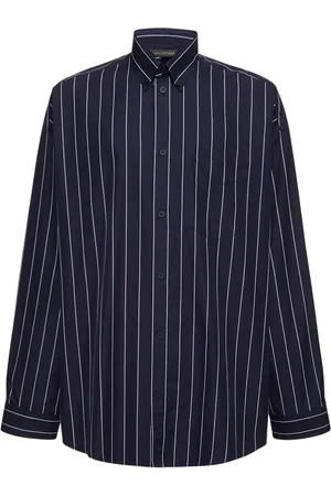 Balenciaga Striped Oversized Cotton Blend Shirt