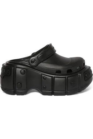 Balenciaga 110mm Hardcrocs Rubber Wedge Mules