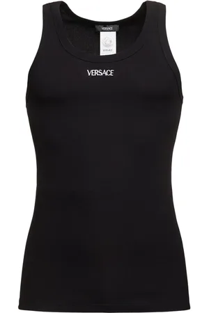 VERSACE Ribbed Cotton Blend Tank Top