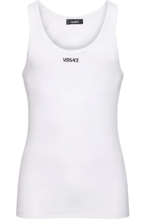 VERSACE Ribbed Cotton Blend Tank Top