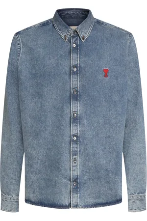 Ami Adc Logo Cotton Denim Shirt