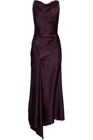 Victoria Beckham Draped Crepe Satin Midi Dress