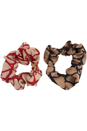 VALENTINO GARAVANI V Logo Set Of 2 Twill Silk Scrunchies