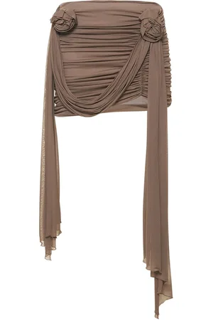 BLUMARINE Jersey Draped Mini Skirt W/ Flower