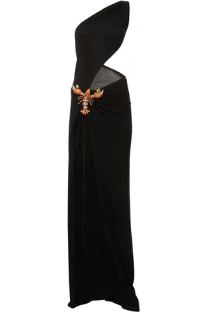 Dsquared2 One Shoulder Viscose Crepe Long Dress