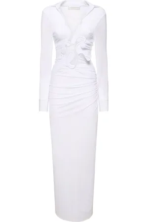 CHRISTOPHER ESBER Venus Plunge Embellished L/s Maxi Dress