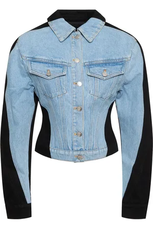 MUGLER Cotton Denim Cropped Jacket