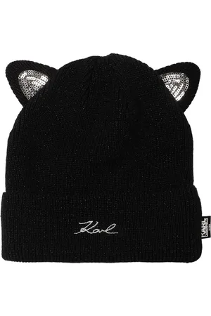 Karl Lagerfeld Cotton Blend Hat W/ears Appliqué