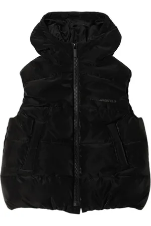 Karl Lagerfeld Hooded Satin Puffer Vest