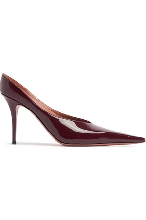 Amina Muaddi 90mm Anok Patent Leather Mules