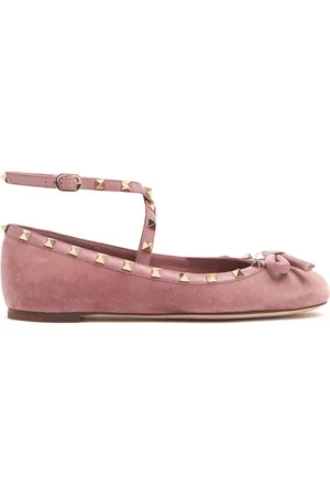 VALENTINO GARAVANI 5mm Rockstud Velvet Ballerina Flats