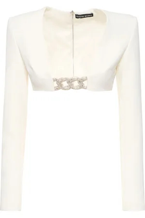 DAVID KOMA Cady Crop V Neck Chain Top