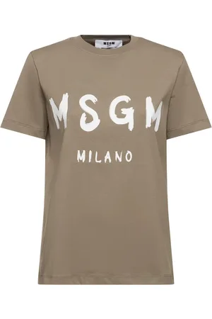 Msgm Cotton Jersey Logo T-shirt