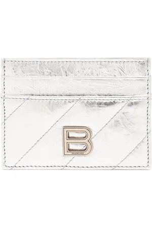Balenciaga Crush Metallic Leather Card Holder