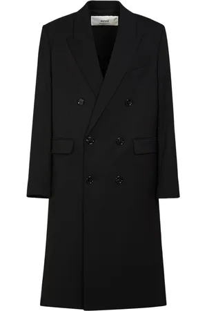 Ami Double Breast Wool Gabardine Coat