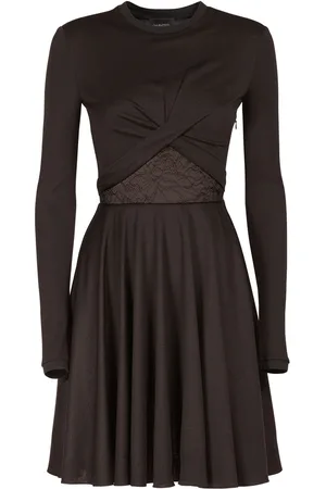 Giambattista Valli Wool Blend Jersey Mini Dress W/ Lace