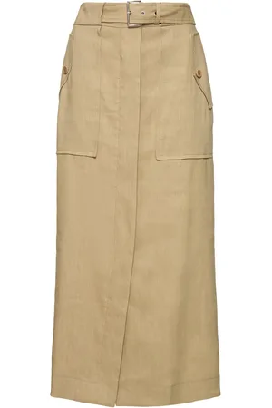 Alberta Ferretti Stretch Linen Blend Midi Skirt