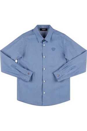 VERSACE Cotton Denim Shirt W/logo