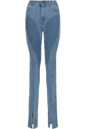 MUGLER Two-tone Cotton Denim Skinny Jeans