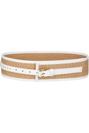 Marni Woven Raffia Effect & Leather Waist Belt