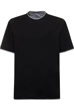 Brunello Cucinelli Layered Cotton Jersey Solid T-shirt
