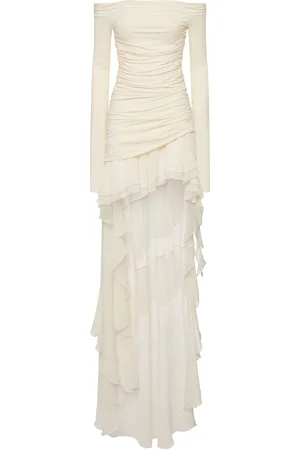 BLUMARINE Off-the-shoulder Organza Dress W/ruffles