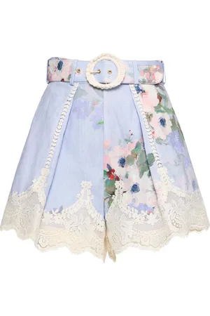 ZIMMERMANN Everley Printed Linen Tuck Shorts