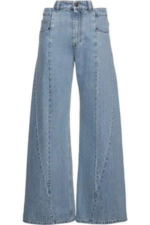 Maison Margiela Asymmetric Wide Leg Cotton Jeans