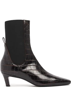 Totême 50mm Croc Embossed Leather Ankle Boots