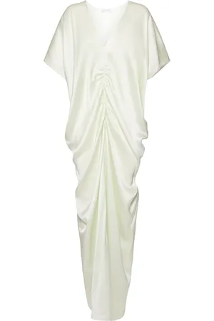 DEL CORE Draped Envers Satin Long Kaftan Dress