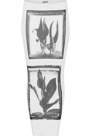 Jean Paul Gaultier Flowers Cadres Printed Mesh Long Skirt