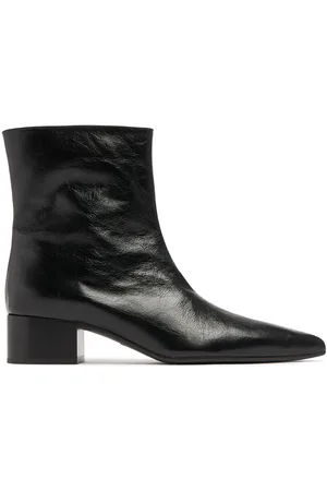 Khaite 40mm Andee Glazed Leather Ankle Boots