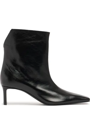 Khaite 55mm Ona Glazed Leather Ankle Boots
