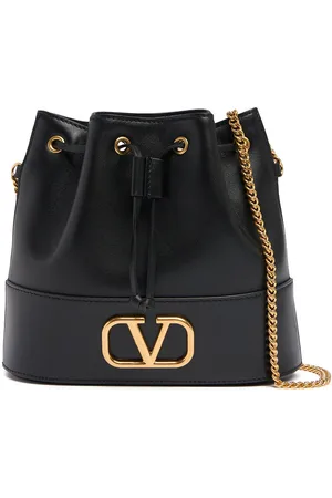 VALENTINO GARAVANI V Logo Signature Leather Bucket Bag