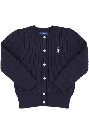 Ralph Lauren Cable Knit Cotton Cardigan W/ Logo