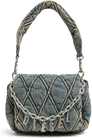 Diesel Logo Charm Denim Shoulder Bag