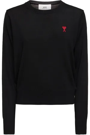 Ami Red Ami De Coeur Wool Crewneck Sweater